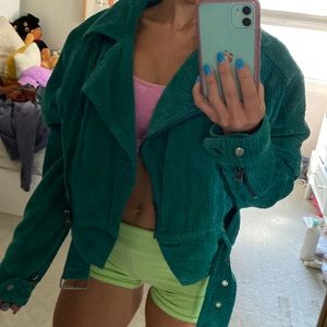 Free People corduroy oversized crop moto jacket